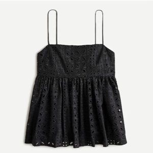 J. Crew Eyelet camisole top in black size small. New with tags.